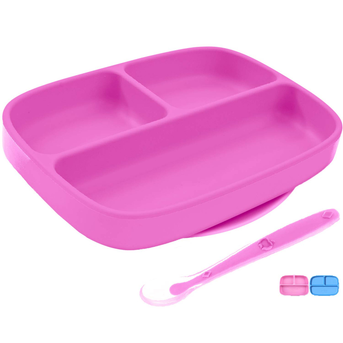 Silicone Baby Toddler Bowls Non Slip Stay Put Suction Grip Dish Premium Plates Safe and Durable Pink