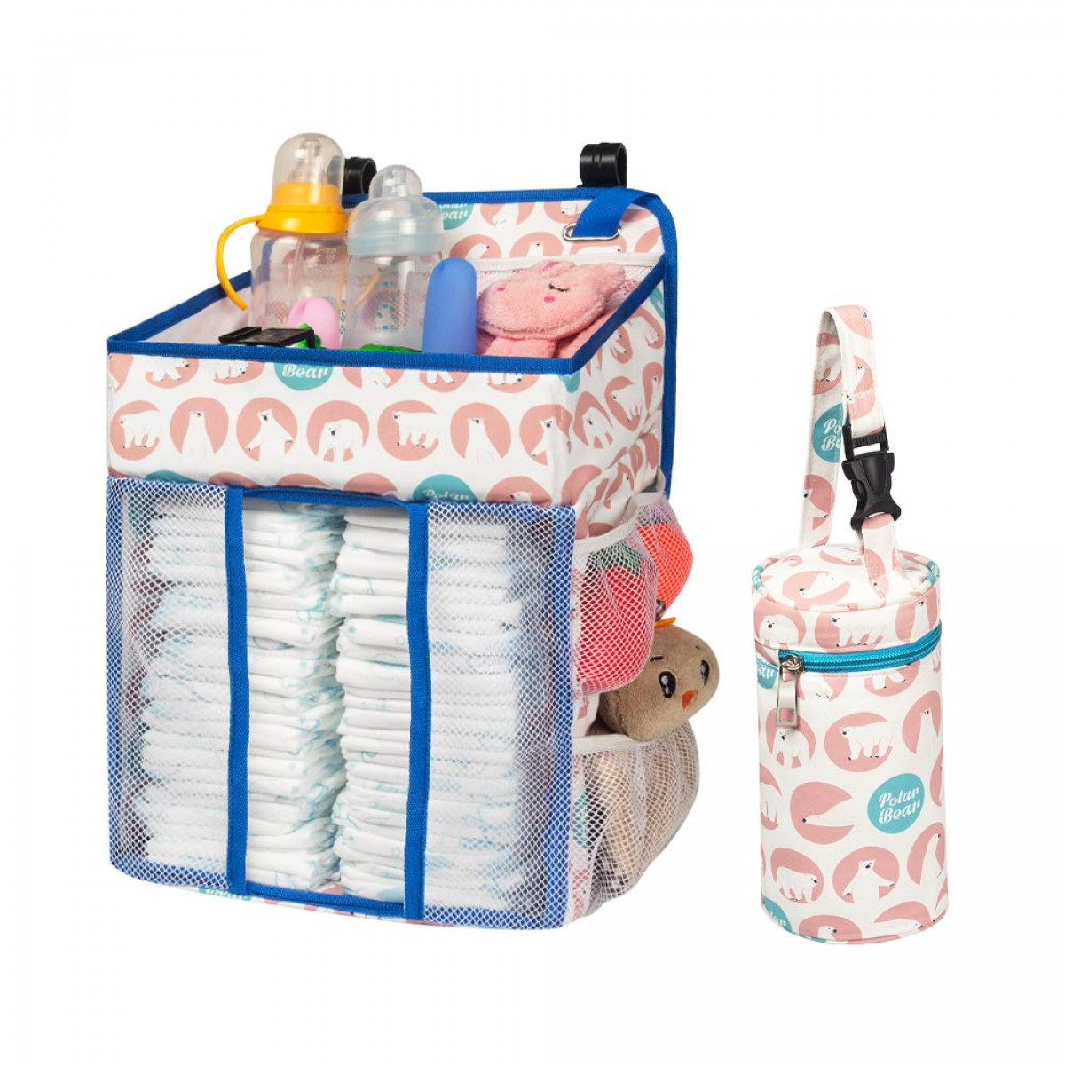 Nursery Organization & Baby Shower Gifts for Newborn Selbor Diaper Caddy Organizer Playard or Wall Crib Hanging Diaper Stacker Storage Bag for Changing Table 