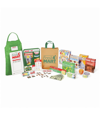 Melissa & Doug Fresh Mart Grocery Store Play Food and Role Play Companion Set