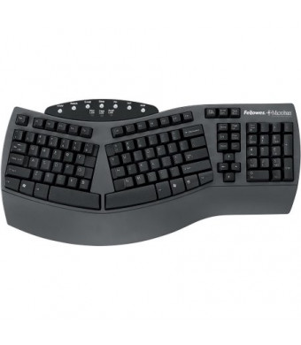 Fellowes Microban Split Design Keyboard, Black