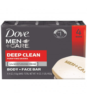 Dove Men+Care Body and Face Bar Deep Clean, 3.75 Oz., 4 Bar