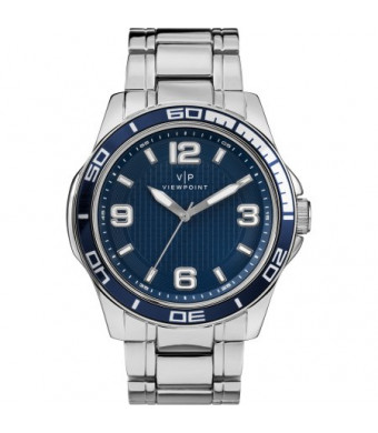 Viewpoint by Timex Men's 43mm Blue Dial Watch, Silver-Tone Bracelet