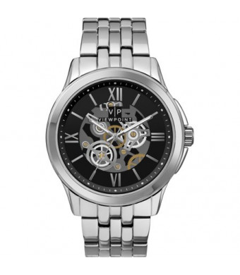 Viewpoint by Timex Men's 42mm Black Dial Watch, Silver-Tone Bracelet