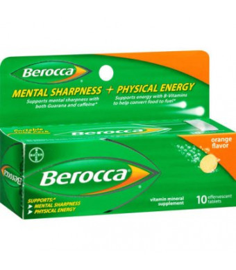 Berocca Orange Flavor Vitamin Mineral Supplement Effervescent Tablets 10 ct Pack