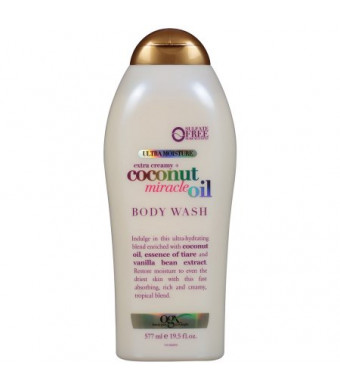 OGX Ultra Moisture Body Wash Extra Creamy + Coconut Miracle Oil, 19.5 fl oz