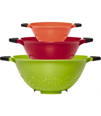 Farberware Soft Grip Set of 3 Strainers, Assorted Colors