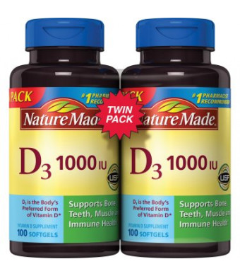 Nature Made D 1000 IU Softgels, 100 count, 2 pack