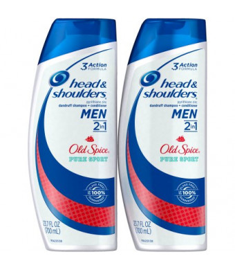 Head and Shoulders Old Spice Pure Sport 2-in-1 Anti-Dandruff Shampoo + Conditioner for Men, 23.7 fl oz (Pack of 2)