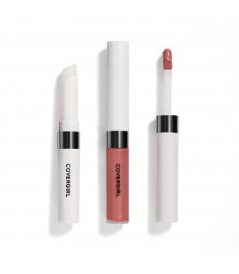 COVERGIRL Outlast All-Day Lip Color Liquid Lipstick And Moisturizing Topcoat, Longwear, Coral Sunset, Shiny Lip Gloss, Stays On All Day, Moisturizing Formula, Cruelty Free, Easy Two-Step Process