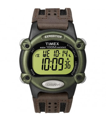 Timex Men's Expedition Digital CAT Watch, Brown Nylon/Leather Strap