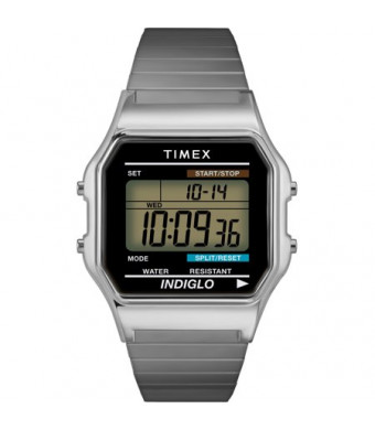 Timex Men's Classic Digital Watch, Silver-Tone Stainless Steel Expansion Band