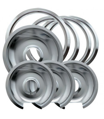 Range Kleen Chrome GE and Hotpoint Drip Pans, 8 Pack