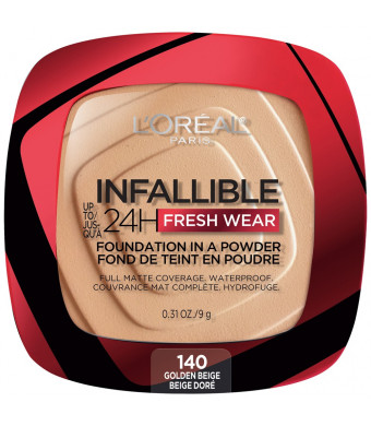 L'Oreal Paris Infallible Up to 24H Fresh Wear Foundation in a Powder, Golden Beige, 0.31 oz.