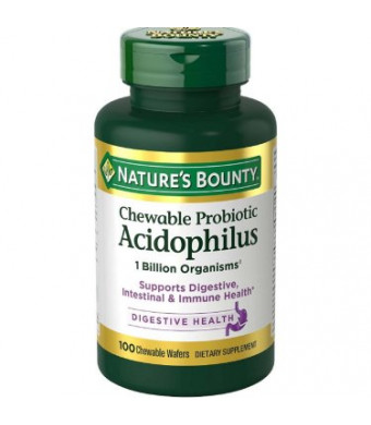 Nature's Bounty Acidophilus with Lactis Dietary Supplement Chewable Wafers, 100 count
