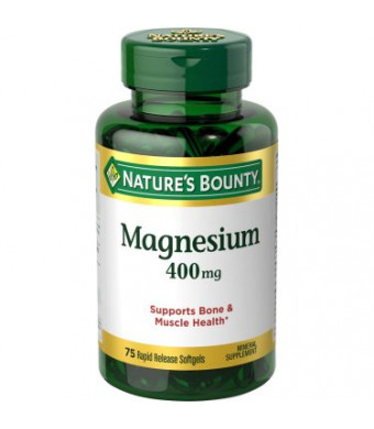 Nature's Bounty Magnesium Mineral Supplement Softgels, 400mg, 75 count