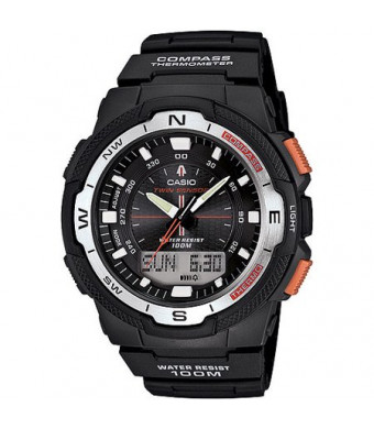 Casio Men's Twin Sensor Watch With Thermometer and Compass, Black Resin Strap