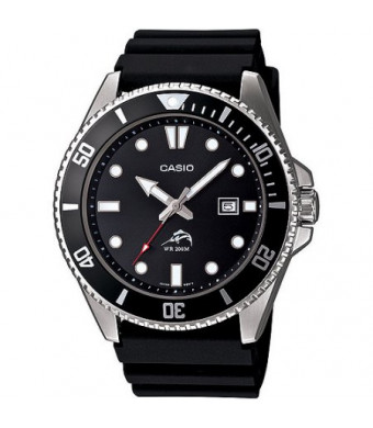 Casio Men's Stainless Steel Dive-Style Watch, Black Resin Strap