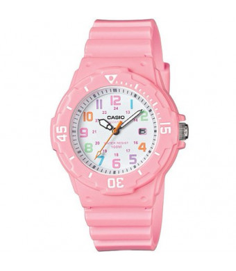 Casio Women's Dive Style Watch with Pink Glossy Resin Strap