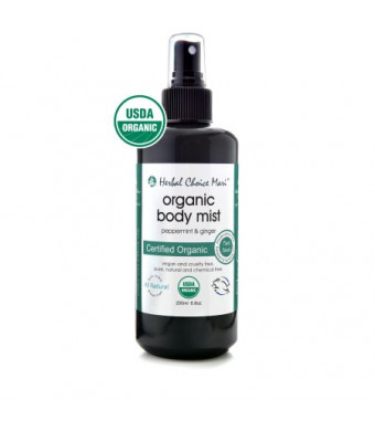 Herbal Choice Mari Organic Body Mist Peppermint & Ginger 200ml/ 6.8oz Glass Spray Bottle