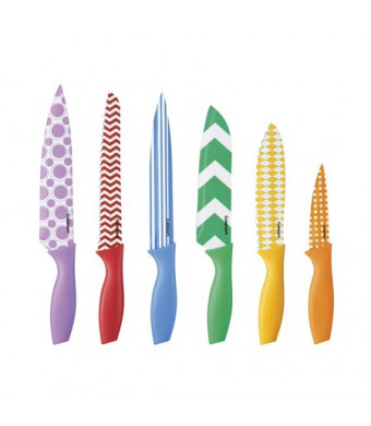 12-Piece Printed Color Knife Set with Blade Guards