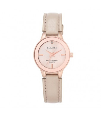 Eclipse Women's Round Casual Watch with Blush Leather Band