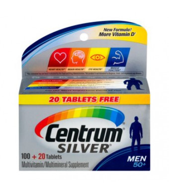 Centrum Silver Men 50+ Multivitamin Tablets, 120 Ct BONUS