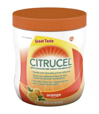 Citrucel Powder Orange Flavor Fiber Therapy for Occasional Constipation Relief, 16 ounce