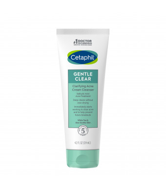 Cetaphil Gentle Clear Clarifying Acne Cream Cleanser with 2% Salicylic Acid, Deep Cleans & Treats Acne Prone Skin, Skin Care for Sensitive Skin, 4.2 oz