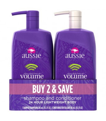 Aussie Aussome Volume Shampoo and Conditioner, 29.2 Fl Oz Each (Pack of 2)