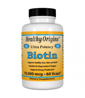 Healthy Origins Biotin 1000 mcg Vegetarian Capsules, 60 Ct