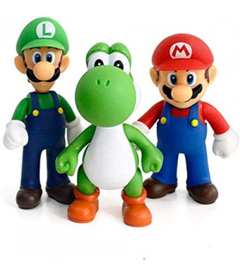 baikangsheng Super Mario Toys, Mario Bros Luigi, Mario, Yoshi Action Figures Toy Birthday Gifts Head , Hand rotated 360°