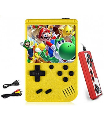 Handheld Games for Kids Adults, Portable Retro Video Game Console with 500 Classic FC Games 3 Inch Color Screen, Retro Mini Game, Support TV Connection & Two Players (Yellow)