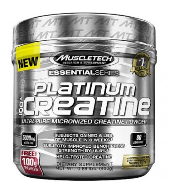 MuscleTech Platinum 100% Creatine Powder, 80 Servings