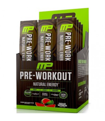 MusclePharm Natural Energy Pre-Workout Packets, Fresh Cut Watermelon, 12 Ct