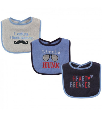 Luvable Friends Baby Boy Cotton Drooler Bibs with Fiber Filling 3pk, Hunk, One Size