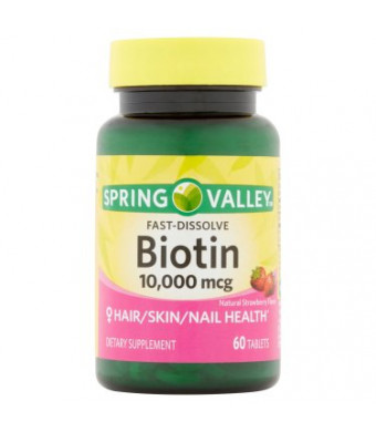 Spring Valley Biotin Fast Dissolve Tablets, 10000 mcg, 60 Ct