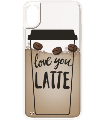 onn. Love You Latte Liquid Fashion Phone Case for iPhone XS Max, Clear