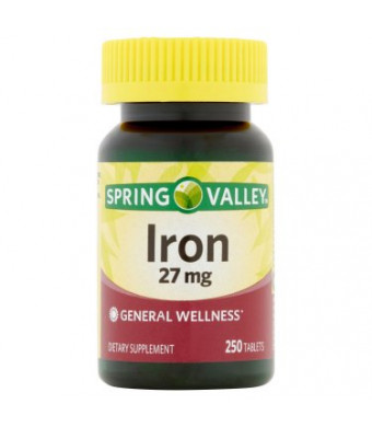 Spring Valley Iron Supplement Tablets, 27 mg, 250 Ct