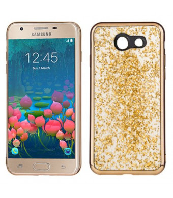Gold Chrome Edge Glitter Flakes Case For Samsung J7 PERX Phone