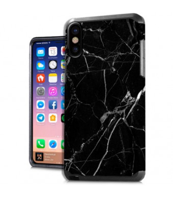 MUNDAZE Black White Marble Design Case For Apple iPhone X Phone