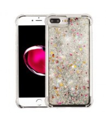 MUNDAZE Silver Motion Glitter Chrome Case For Apple iPhone 7 8 Plus Phone