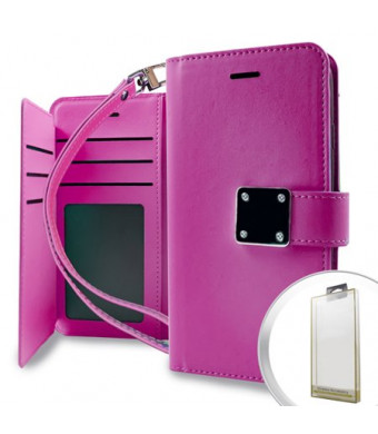 MUNDAZE Pink Storage Faux Leather Wallet Case For LG Stylo 3 Phone