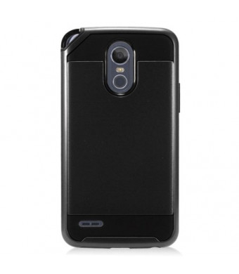MUNDAZE Black Brushed Metal Double Layered Case For LG Stylo 3 PLUS Phone