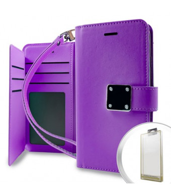 MUNDAZE Purple Storage Faux Leather Wallet Case For LG K10 2017 / LV5 Phone