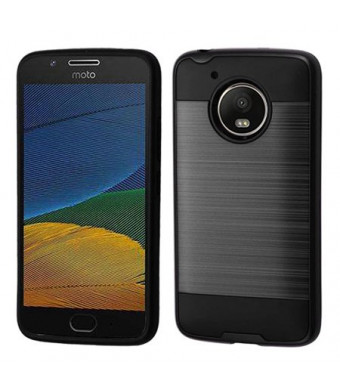 Black Brushed Metal Double Layered Case For Motorola Moto E4 Phone
