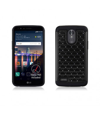 Black Diamond Double Layered Case For LG Stylo 3 / Stylo Plus Phone