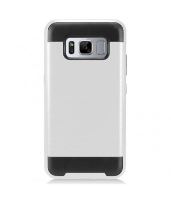 Silver Brushed Metal Double Layered Case For Samsung Galaxy S8 ACTIVE Phone
