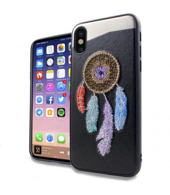 Rainbow Dreamcatcher Embroidery Texture Case For Apple iPhone X Phone