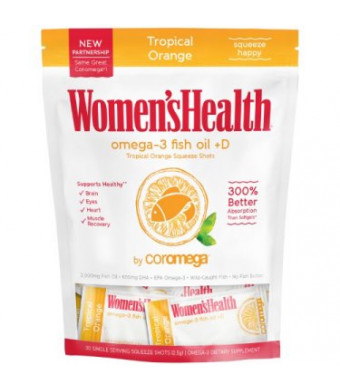 Women's Health Omega-3 Fish Oil +D, Tropical Orange Flavor, 30ct