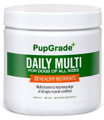 PupGrade Daily Multivitamin for Dogs - All-in-One Supplement for Digestive, Immune System, Skin and Coat Health - Probiotic Enzymes, Omega Fish Oil, Vitamins A, C, D & E - 30 Soft Chews